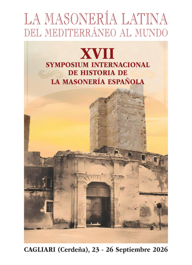 Locandina del XVII Simposio internazionale di storia della Massoneria spagnola, Cagliari, 23–26 settembre 2026